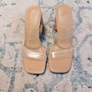 A new day. Target brand block heel. Clear top. size 7.